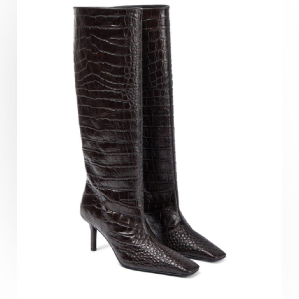 Acne Studios Besquared Gemini Boots - Dark Brown Croc 38